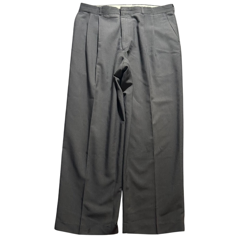 VTG Pleated Trousers Mens 40x30 (Fits 36x30) Gray Wool Blend USA Made Wide Leg